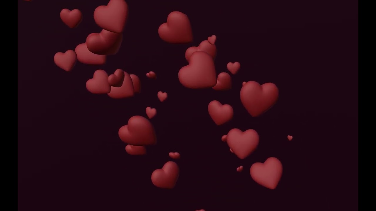 Animated Floating Large Valentines Hearts | Red on Black Background 4K (No Loops)