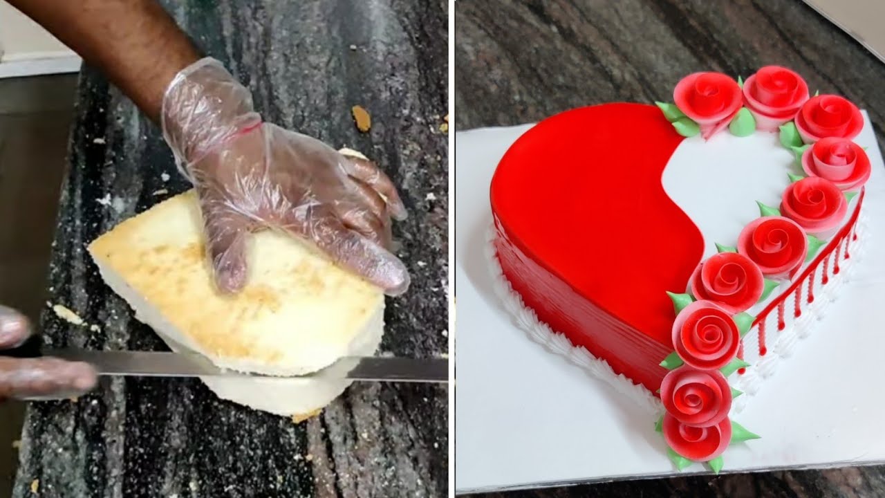 Flowers Design Heart Shape Cake | New Love Cake Design