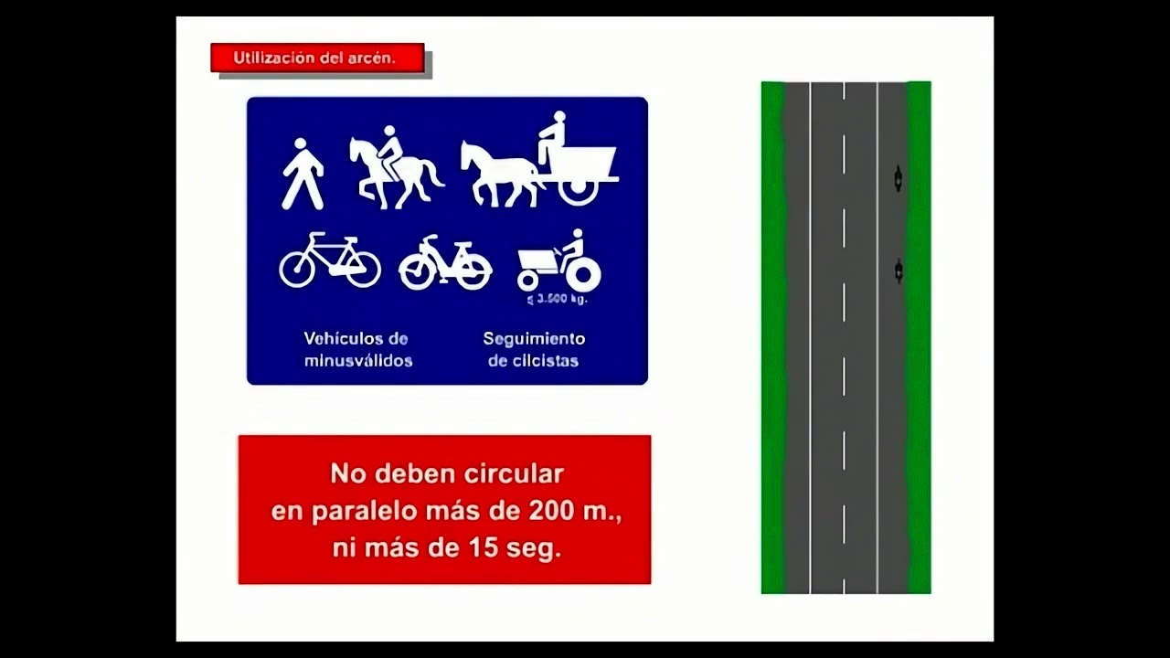 Utilización del arcén peatón, ciclista, animales, etc, uso en caso de emergencia QHD