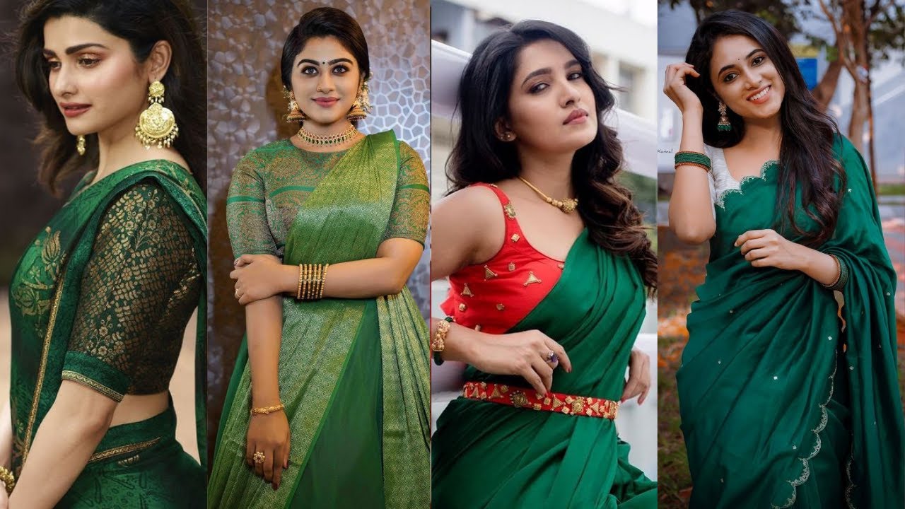 DARK GREEN wedding sarees collections, Latest Green saree for a stunning look, Classy GREEN sarees