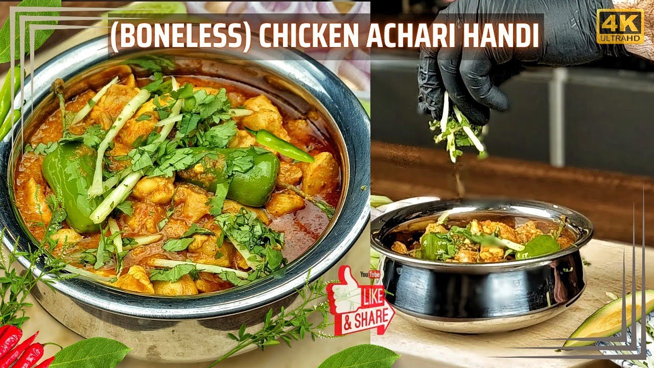 Chicken Achari Handi Boneless | Achari Chicken Curry Recipe #azflames #fyp #chickenhandi #4k