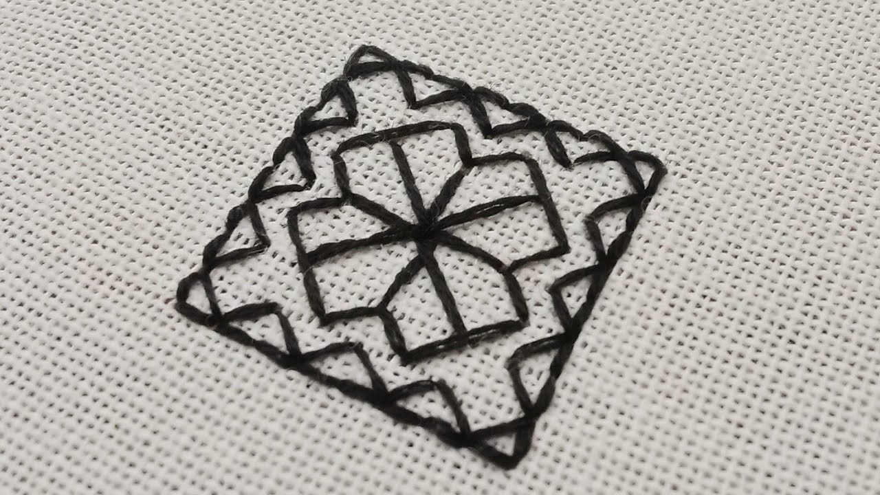 Adorable Tiny Square Black-work Embroidery Design for Shirts & Dupattas