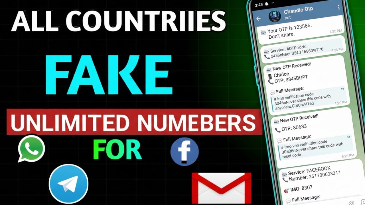 Free Unlimited Vertual Numbers for Otp | Create Fake WhatsApp/Telegram and Gmail Unlimited Account