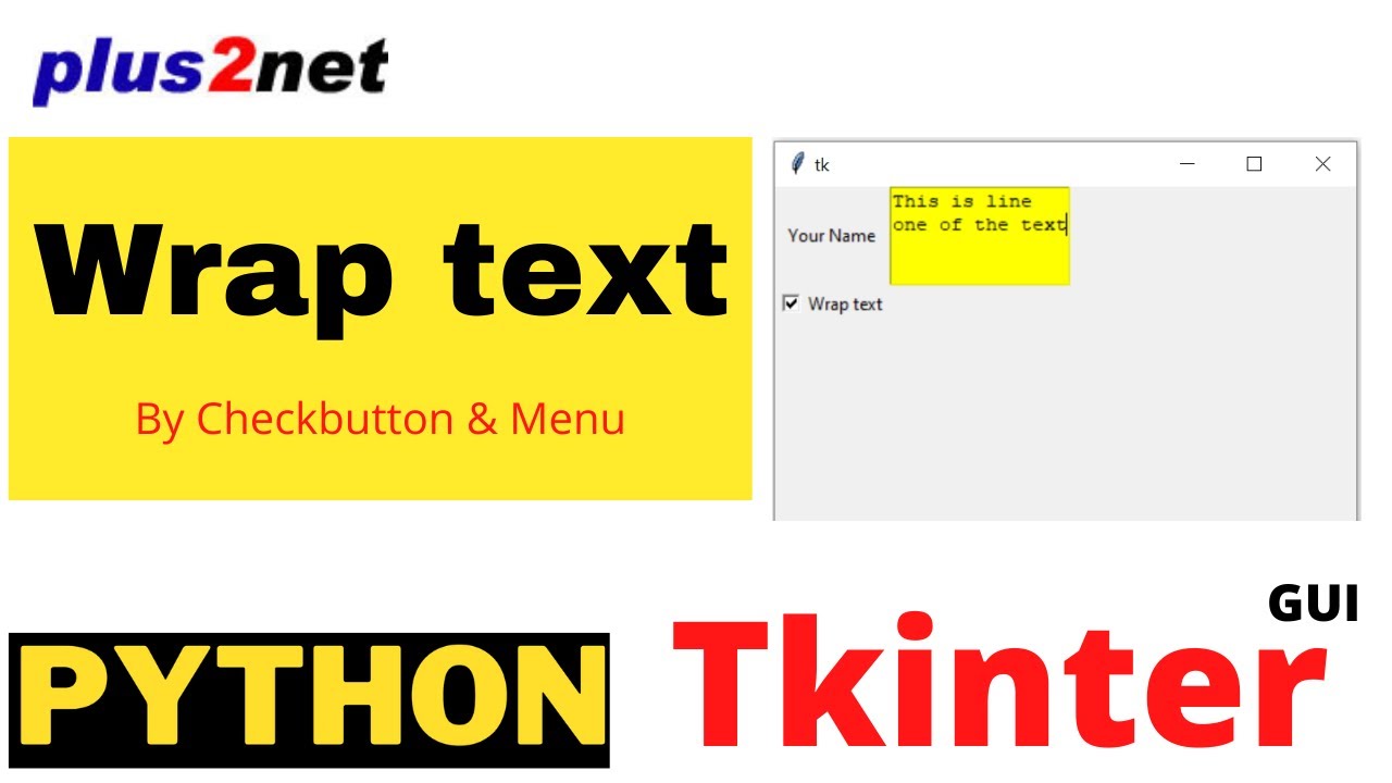 Tkinter text widget managing text wrapping by wrap option using checkbutton or menu click event
