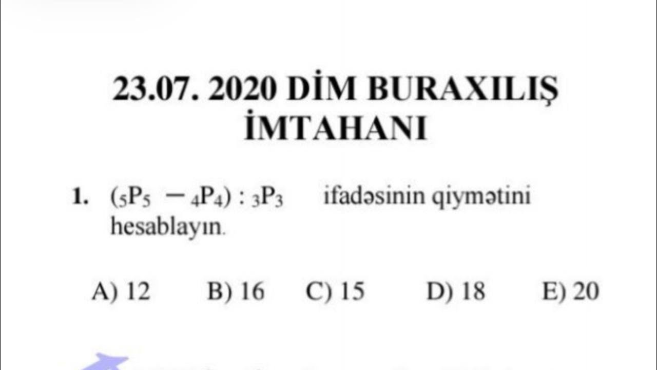 23.07.2020 BURAXILIŞ SUALLARI RİYAZİYYAT