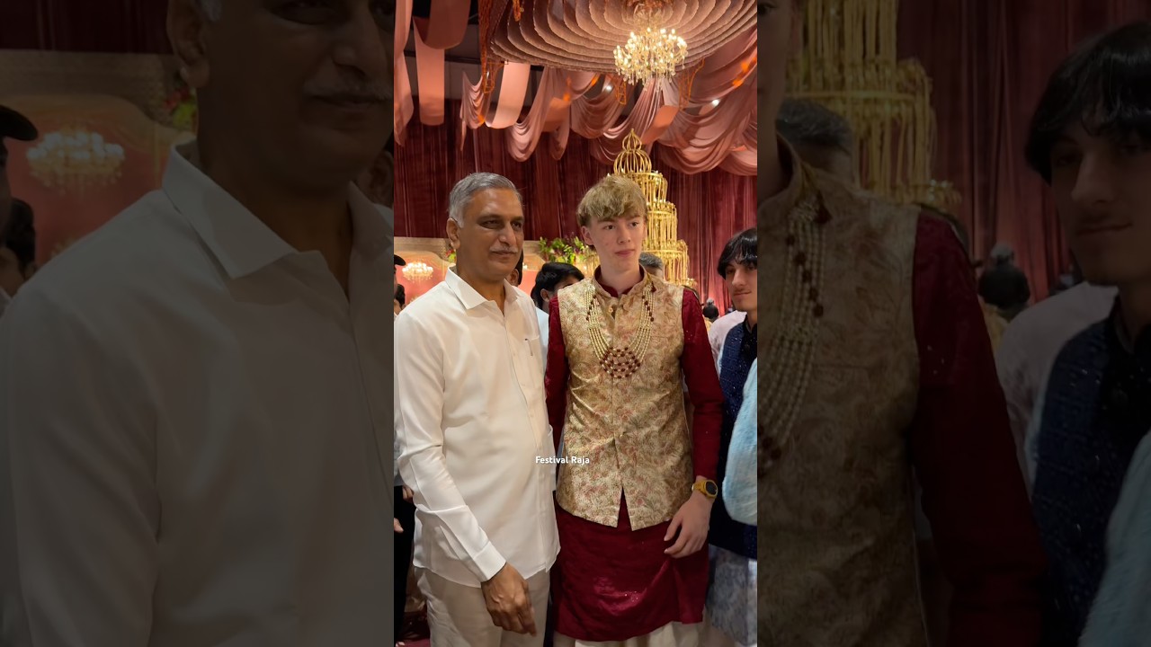 Foreigners Met Harish Rao At BRS Ex MP Boinapally Vinod Kumar son wedding #ytshorts