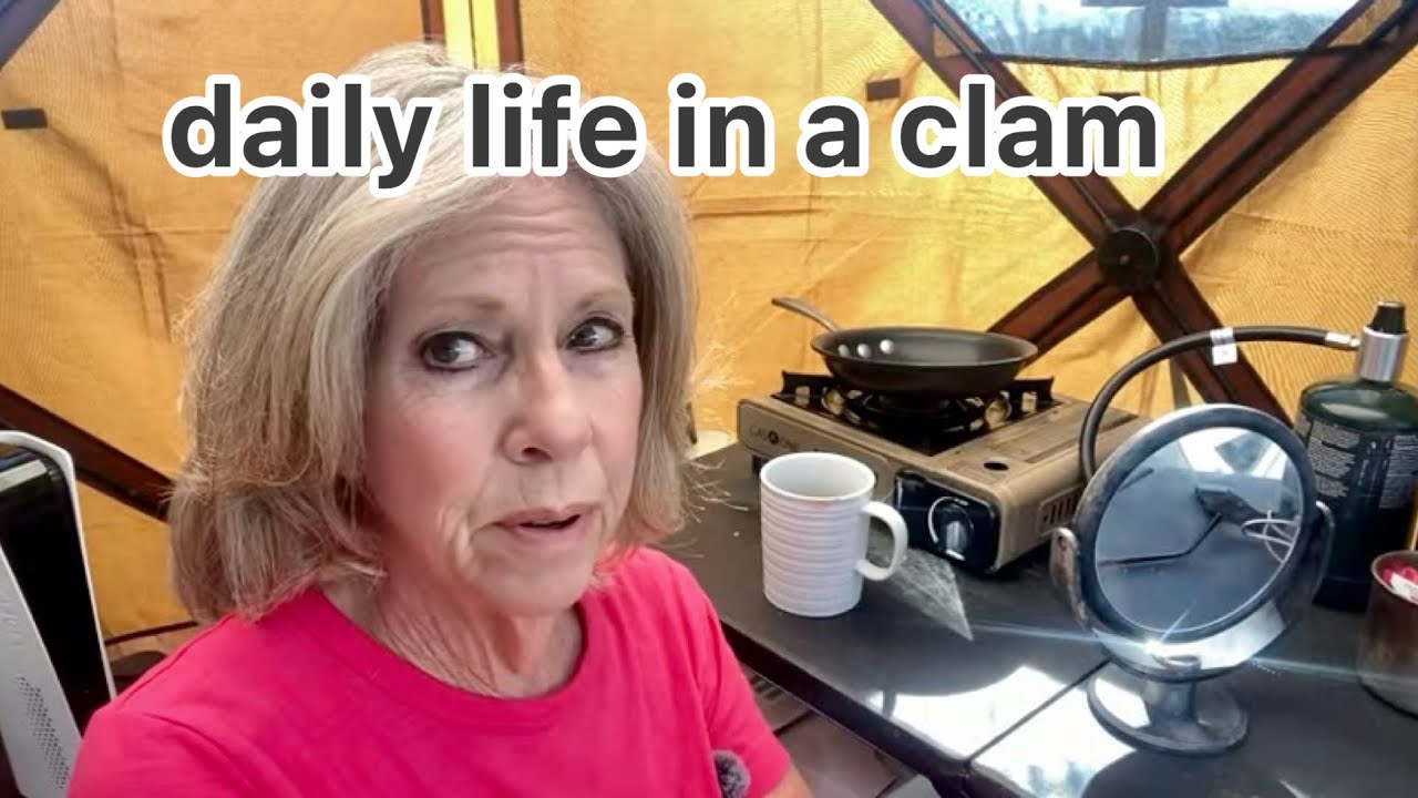 Life inside tent. Day off work camping.  Morning routine. Simple- makeup/breakfast