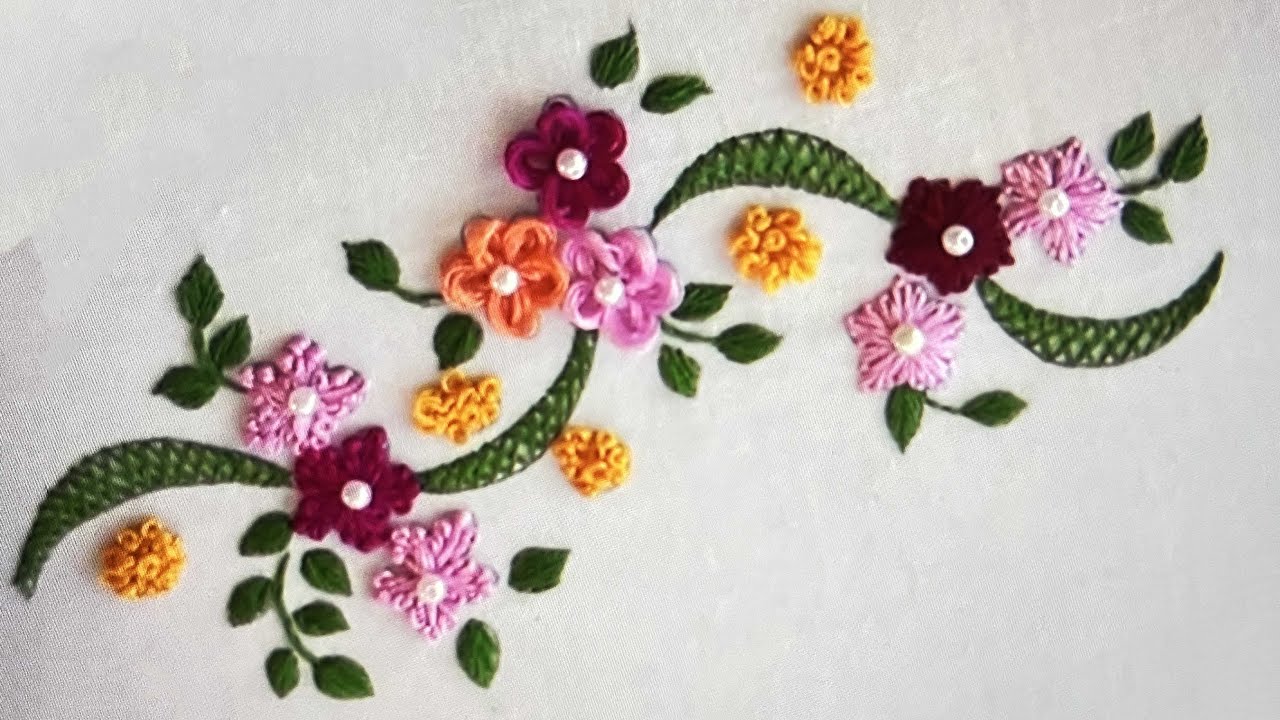 Very Beautiful Border Hand Embroidery For All Over - Embroidery For Towels, Bed Sheets and Cushions