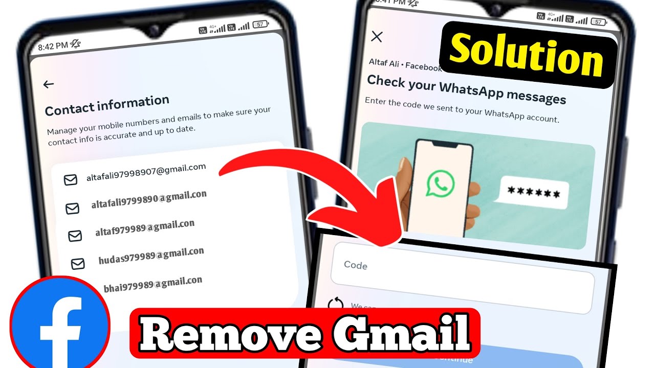 How to Remove Gmail from Facebook Check your email problem | Email remove problem