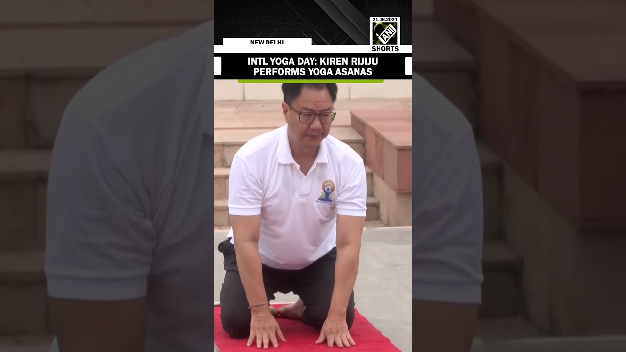 Union Minister Kiren Rijiju performs yoga asanas on 10th International Yoga Day