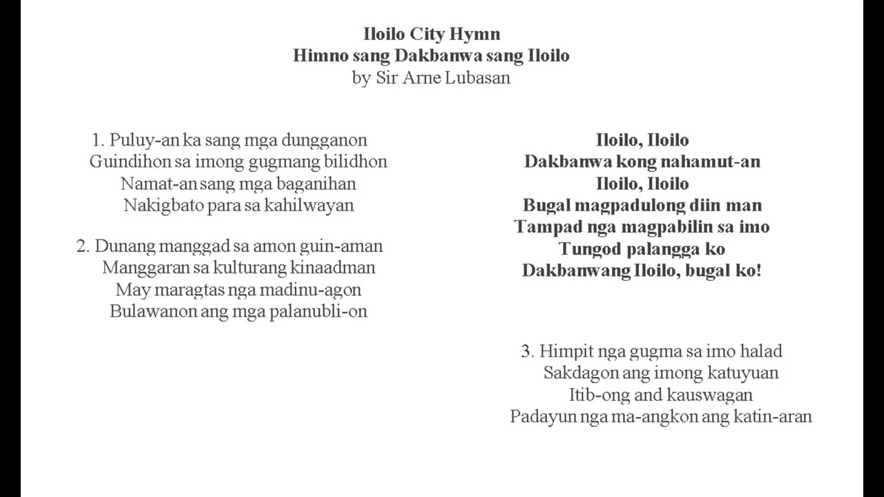 Iloilo City Hymn, Dakbanwa Instrumental