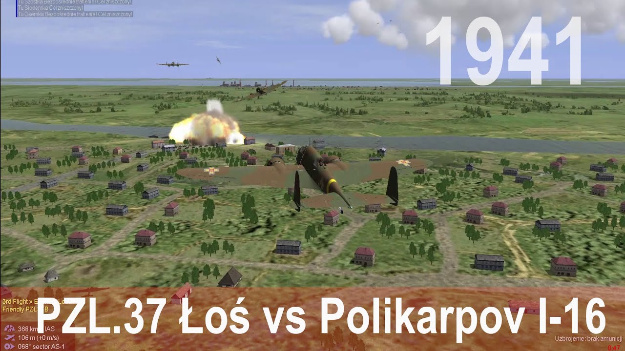 IL-2 1946: Aircombat PZL.37 Łoś vs Polikarpov I-16, attack on the port of Izmail on the Danube