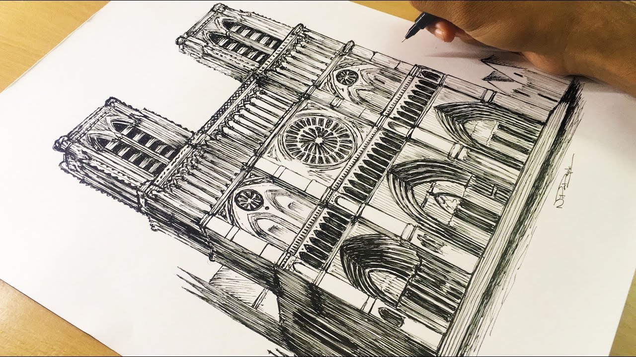 Drawing Notre Dame De Paris - Mr Deep