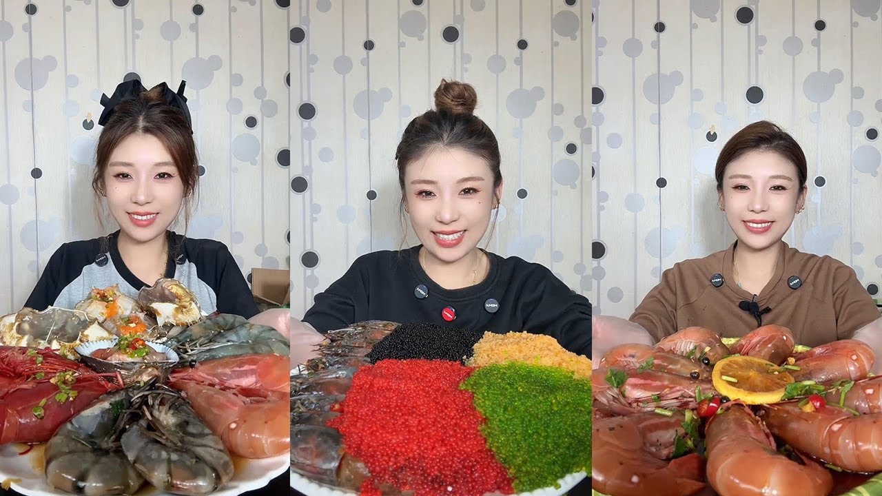 【Mukbang】Shrimp and crab sashimi platter+fish roe shrimp+peony shrimp🦀🦐🐠🐟🦪🧄🍋🌶#Seafood#asmr#yummy