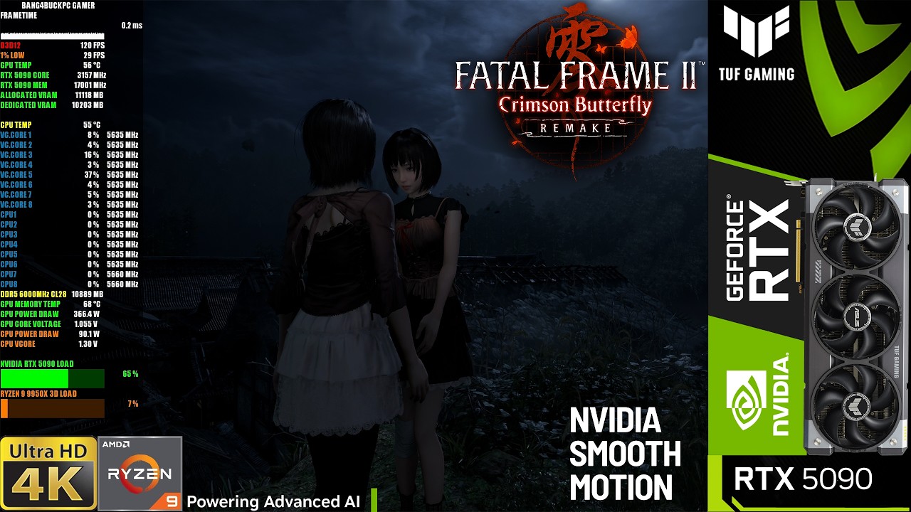 Fatal Frame 2 Remake Max Settings 4K NVIDIA Smooth Motion | RTX 5090 | R9 9950X3D
