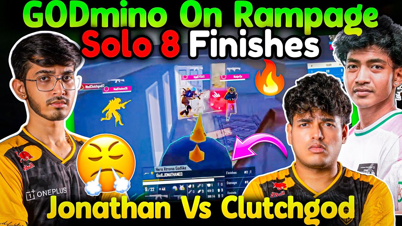 🧠999 IQ Nade😱Godmino On Rampage🥵 Solo 8 Finishes🤯 Jonathan vs Clutchgod 1v1🔥 GodLike Comeback😲
