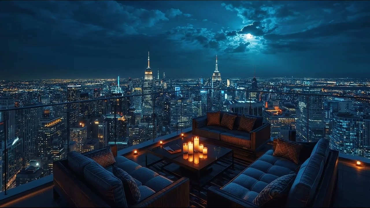 Luxury Night Jazz Lounge 4K 🌙 Smooth Piano & Sax | Relaxing City Night Ambience