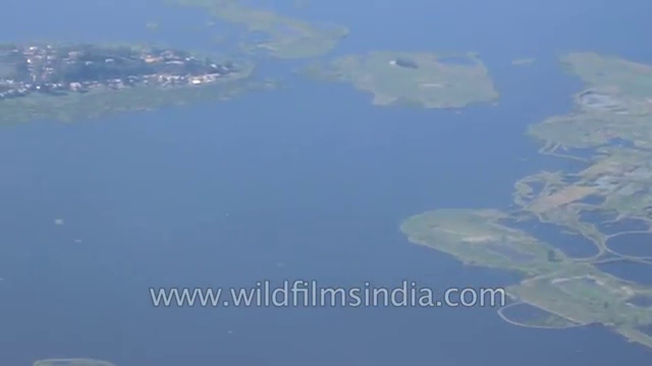 Loktak Lake and phumdis - aerial view from Manipur