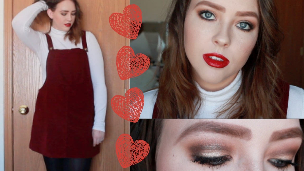 Valentine's Day Hair, Sultry Makeup, and Outfit || Collab w/ Awkgingy!
