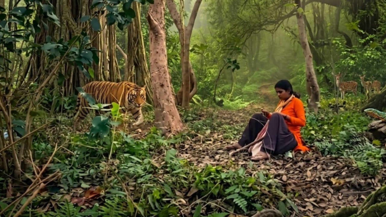 TIGER ATTACK ON VILLAGE GIRL IN FOREST / GRAMIN MAHILA PR TIGER KA HAMALA .🐯.,,..