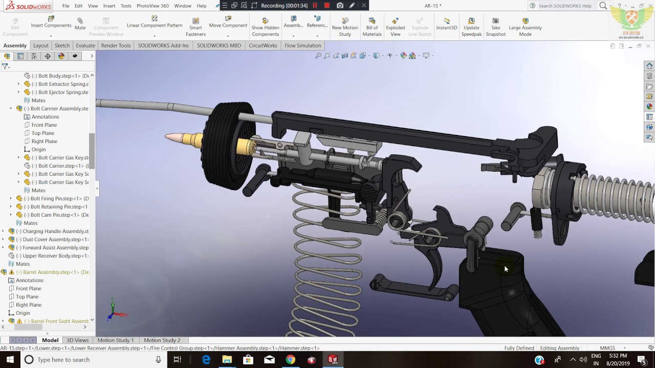 CIM Design solution Gun Design in Solidworks with File or AR15 design in Solidworks with Files