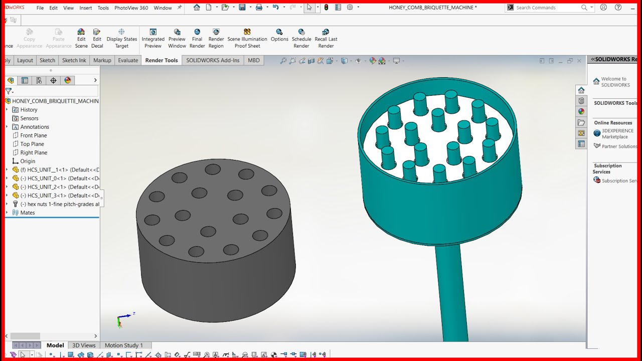 Briquette Making Machine (3d Model of Honeycomb briquette machine)