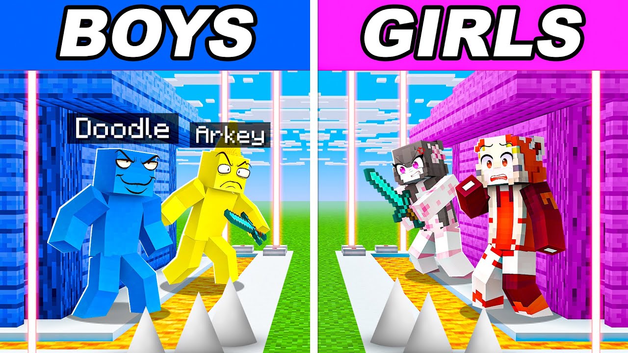 GIRL vs BOY Secure Base in Minecraft!