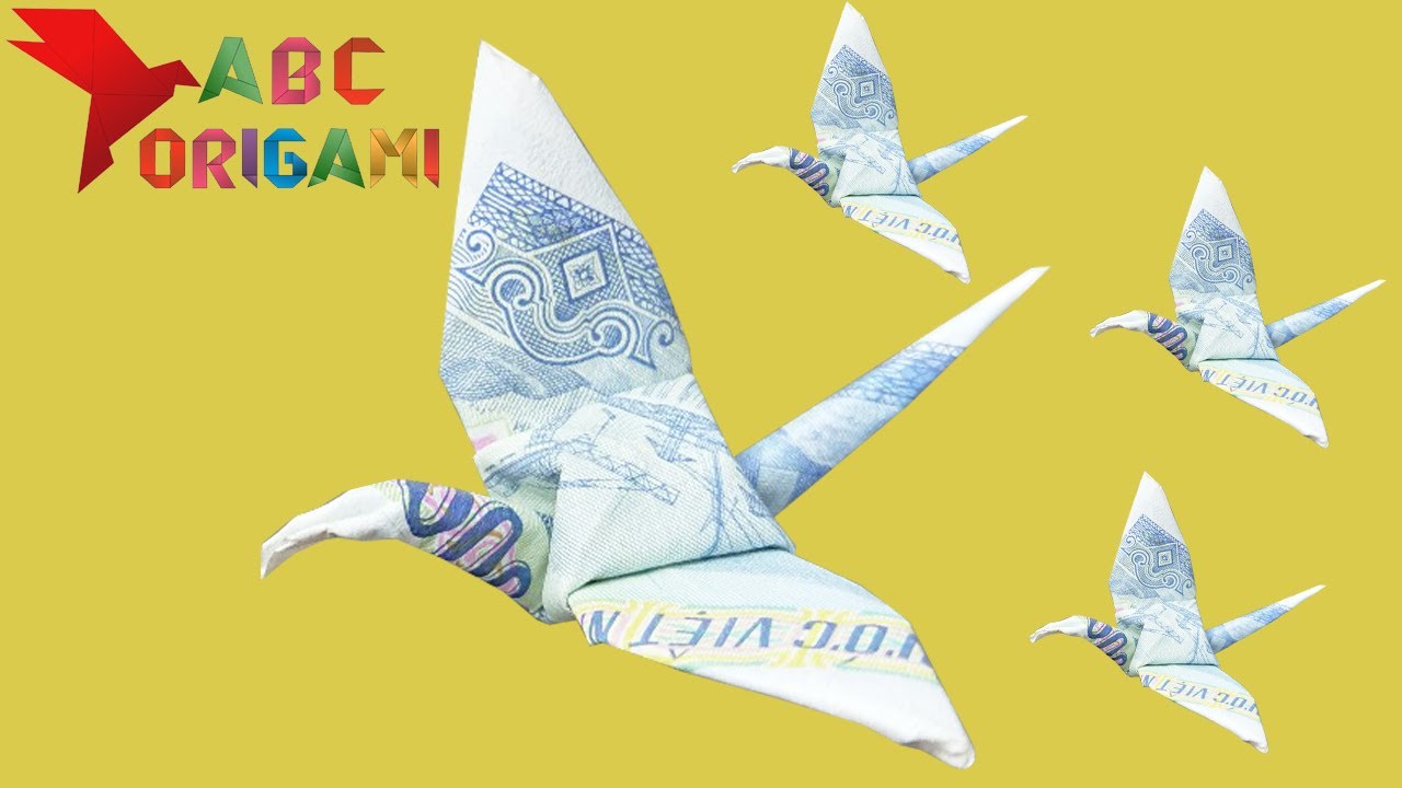 Origami money crane |Hướng dẫn gấp hạc bằng tiền| How to make money crane |Folding money crane