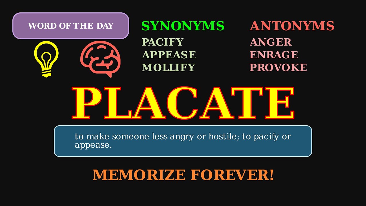 Placate: Word of the Day 🤝 | To Calm & Soothe Anger