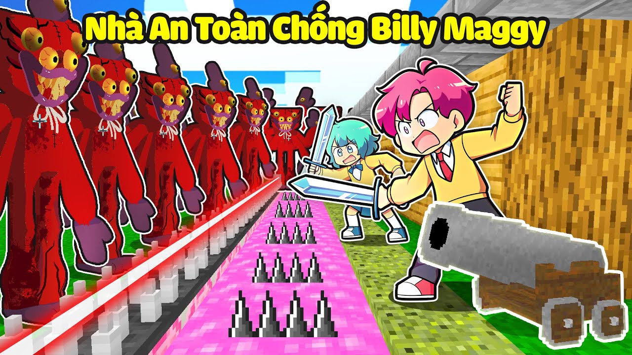 HIHA THỬ THÁCH 24H XÂY NHÀ AN TOÀN CHỐNG LẠI BILLY MAGGY TRONG MINECRAFT*NHÀ AN TOÀN HUGGY 🔥🏠👹