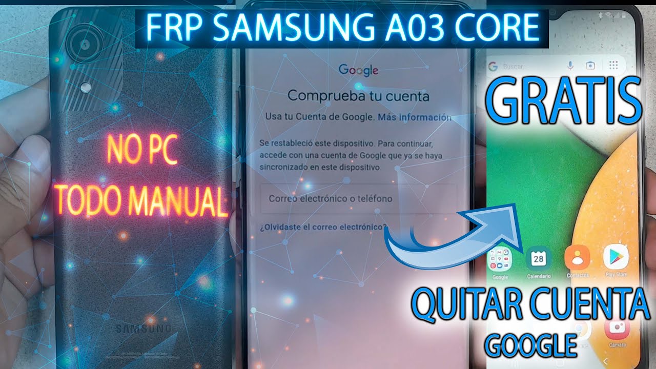 BOOM FRP SAMSUNG A03 Core como QUITAR CUENTA GOOGLE SIN PC todas las seguridades bien explicado