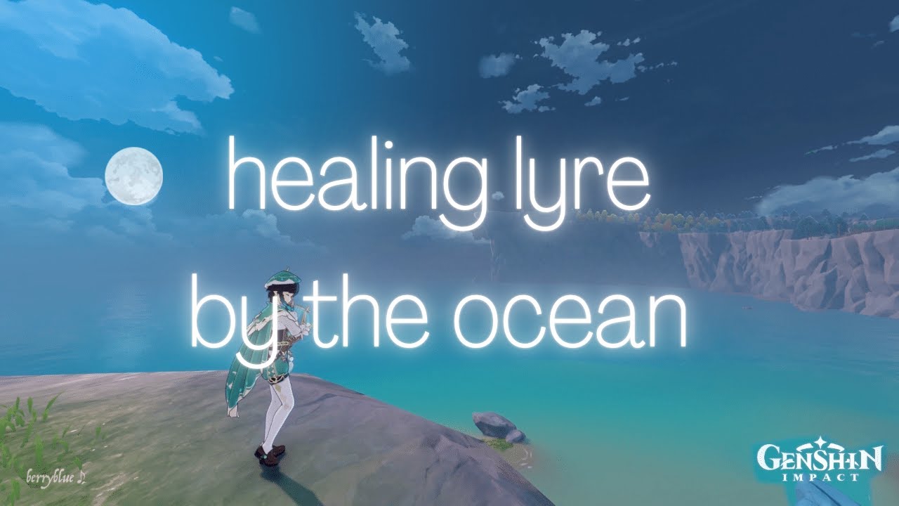 Venti Genshin Impact | A Playlist To Meditate At The Ocean By Night * 1 Hour Healing Harp Lyre Music
