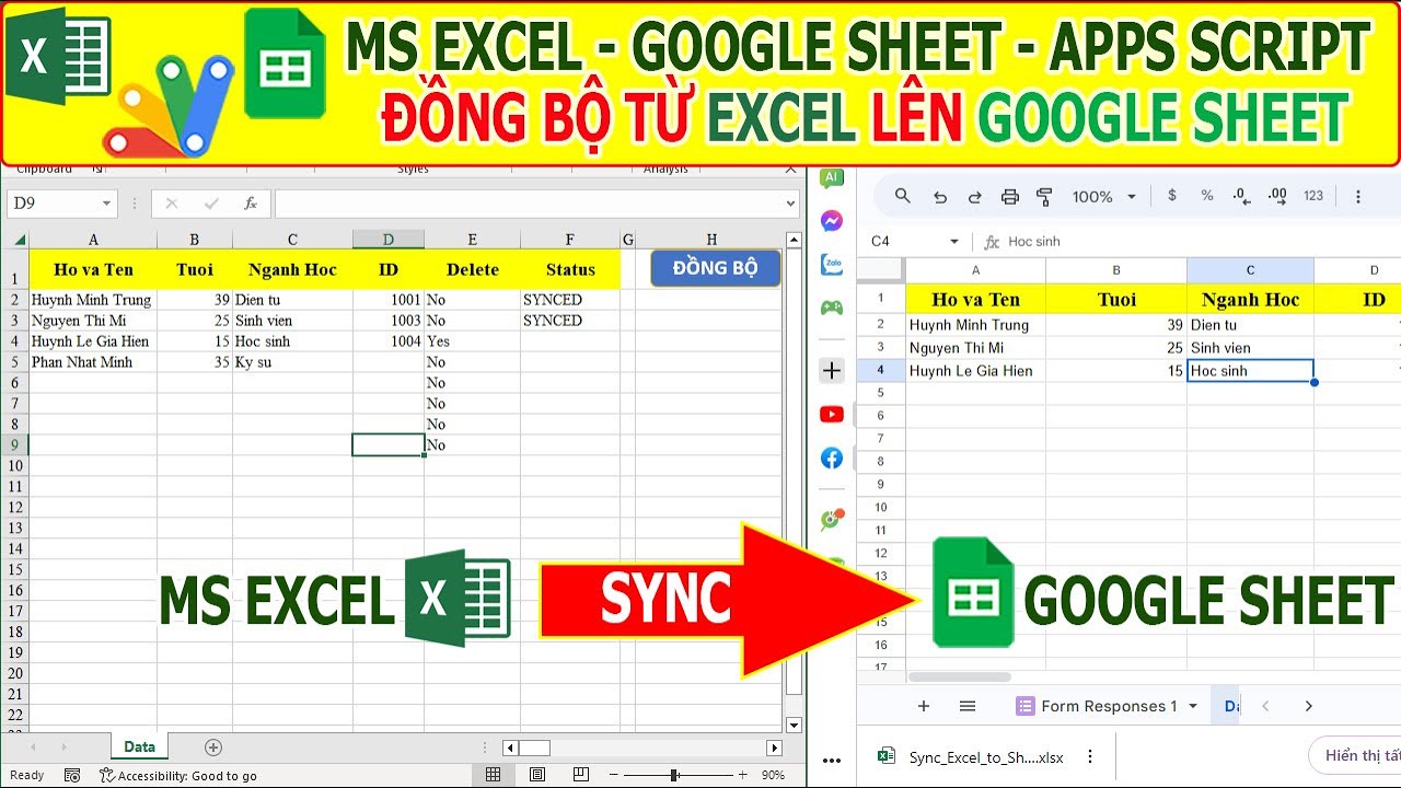 Đồng bộ dữ liệu Từ MS EXCEL lên GOOGLE SHEET - SYNC Data from Excel to Google sheet