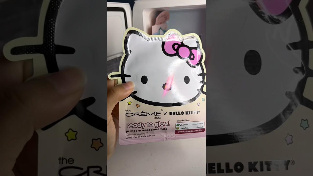 Trying the hello kitty face mask #beautyproducts #skincare #skincarefridge