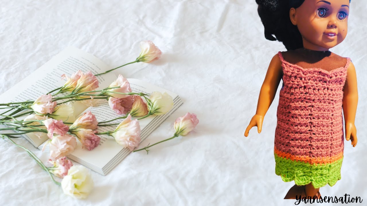 How to crochet a doll dress to fit most 18-inch doll [Beginner Friendly] #crochetdoll #crochet