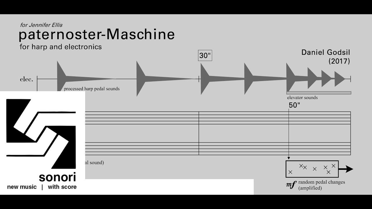Daniel Godsil &mdash; paternoster-Maschine (2017) for harp and electronics (with score)