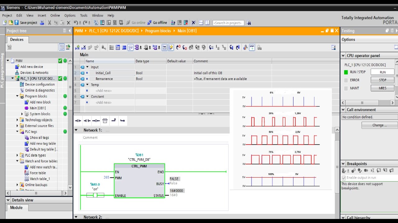 TIA Portal PWM (Pulse Width Modulation)
