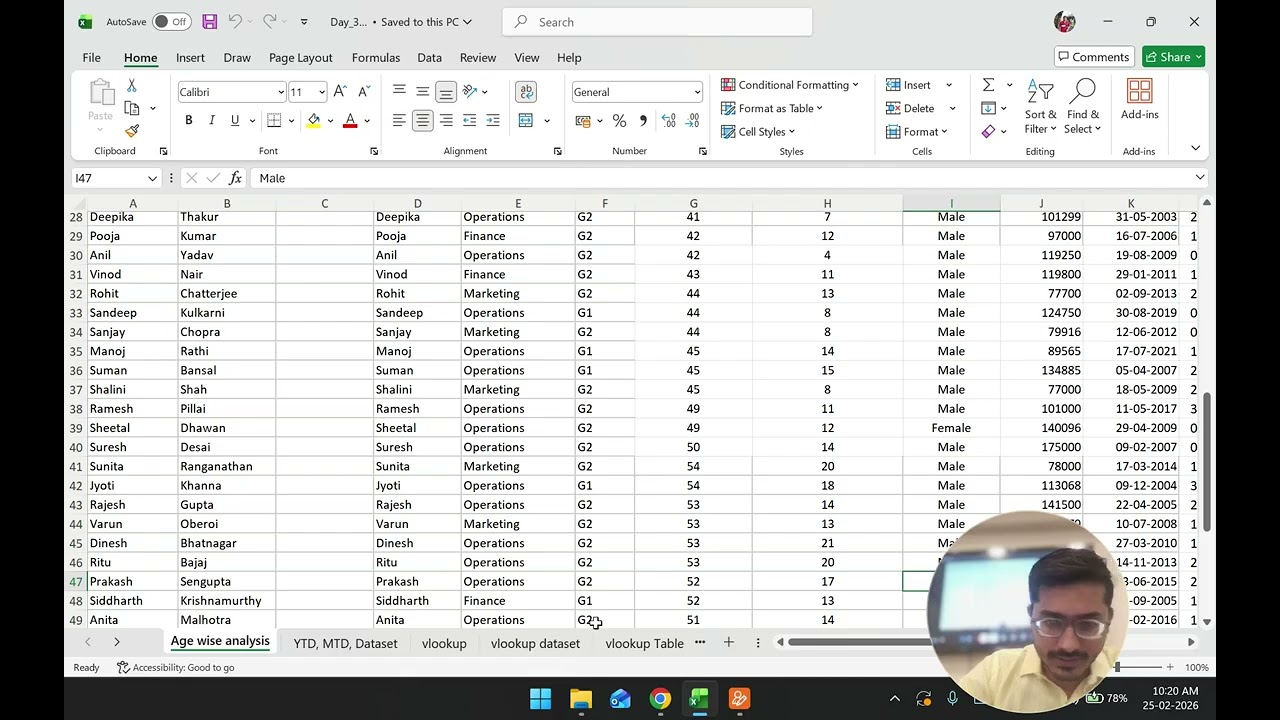 DA11 Morning Day 4 | Data Consolidation vlookup | Excel for Data Analytics | Offline Batch 2 | Pune