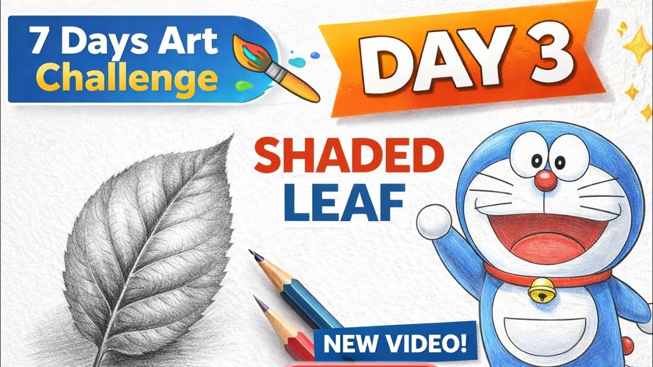 7 Days Art Challenge | Day 3 Leaf Shading 🌿 | Easy Pencil Shading for Beginners