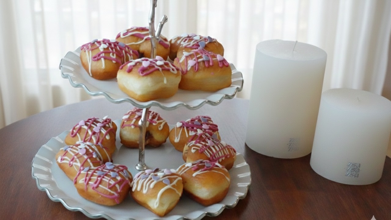 Heart-Shaped Donuts at Home | Soft & FluffyAesthetic Donut Recipe | Soft Homemade Donuts