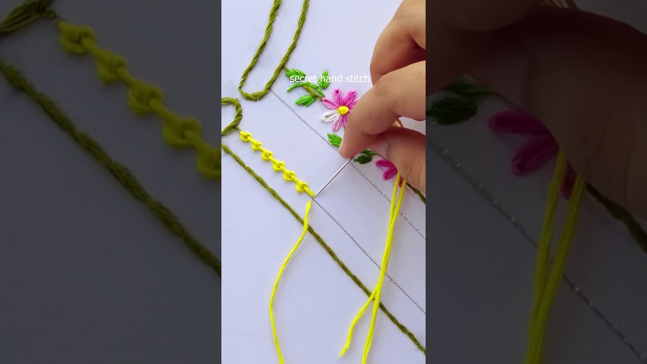 it's very easy embroidery ||  palestrina stitch border #embroiderylover #shortvideo #design