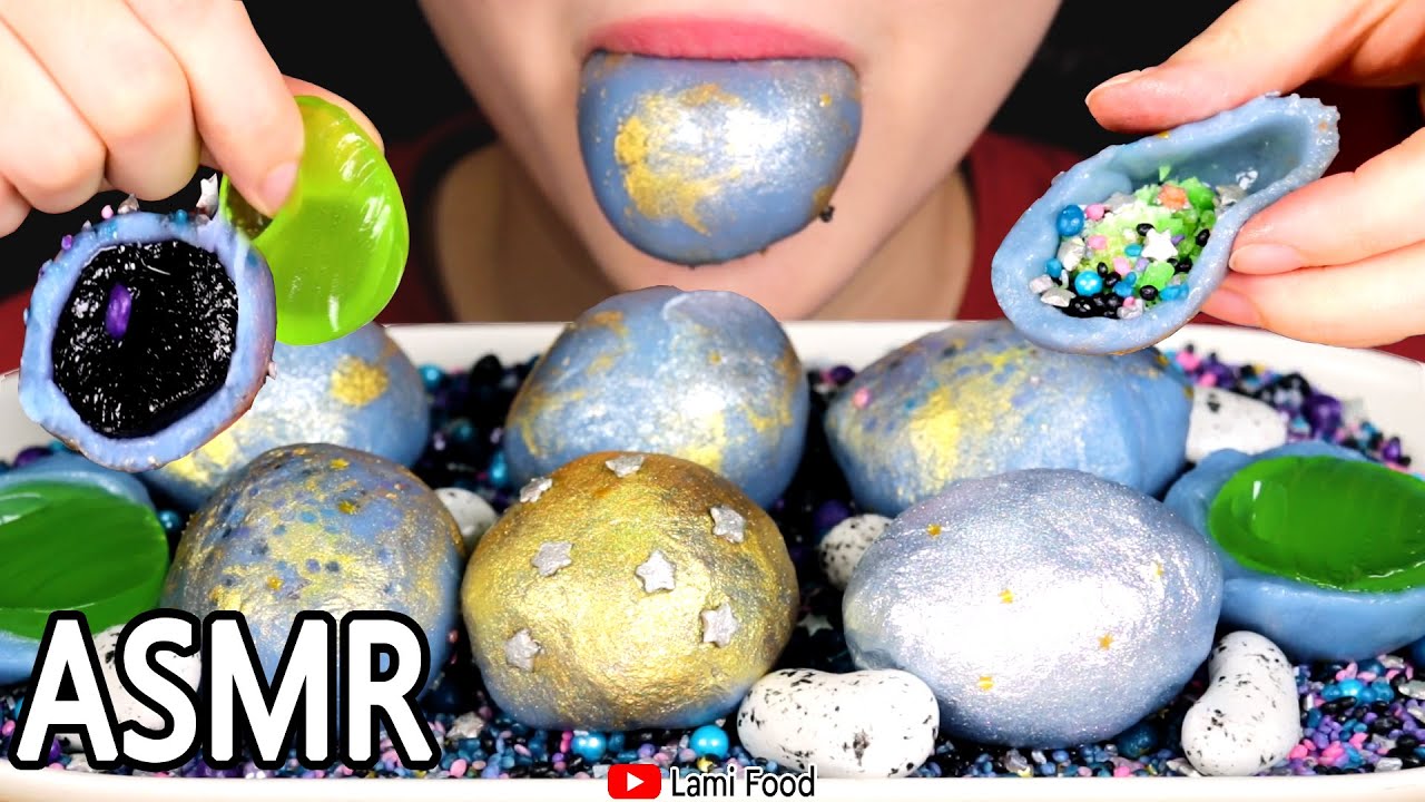 CHEWY ASMR PLANET RICE CAKE JELLY MOCHI EATING SOUNDS | 젤리 행성 찹쌀떡 | 咀嚼音 | 惑星もちゼリー餅を食べる