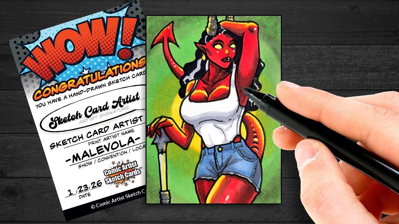 Turning a Blank Card into a Dispatch Malevola Sketch Card | Timelapse