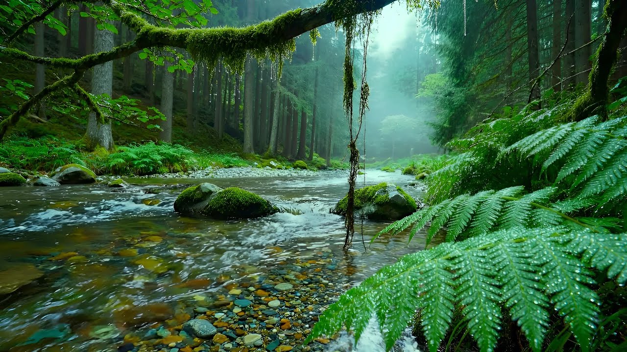 Tranquil River Stream Sounds, Gentle Birds Chirping for Sleep, Deep Rest, Focus Study, Medicine ASMR