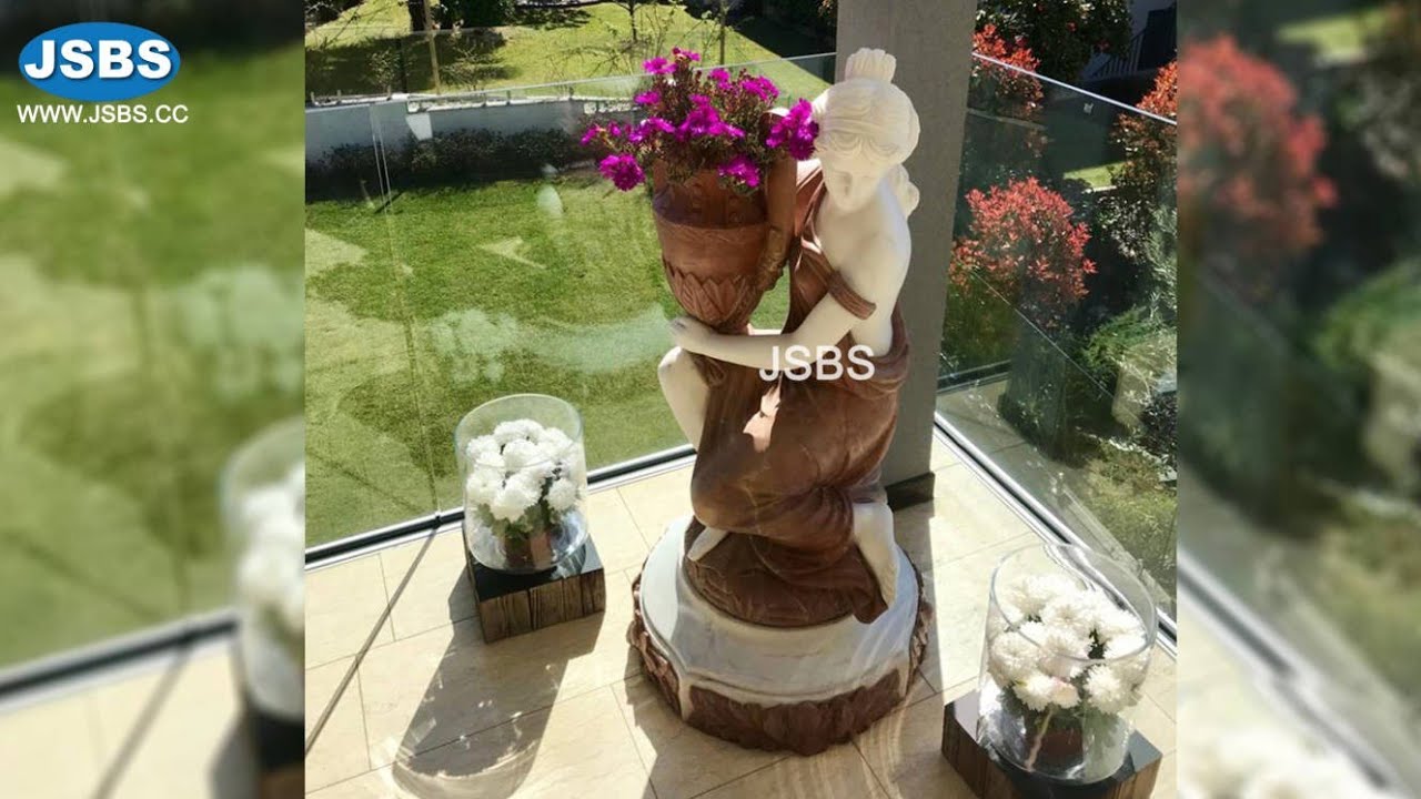 Noble Decoration Stone Marble Girl Sculpture Planter | Flowerpot | Flower Pot | Plant Pot Design