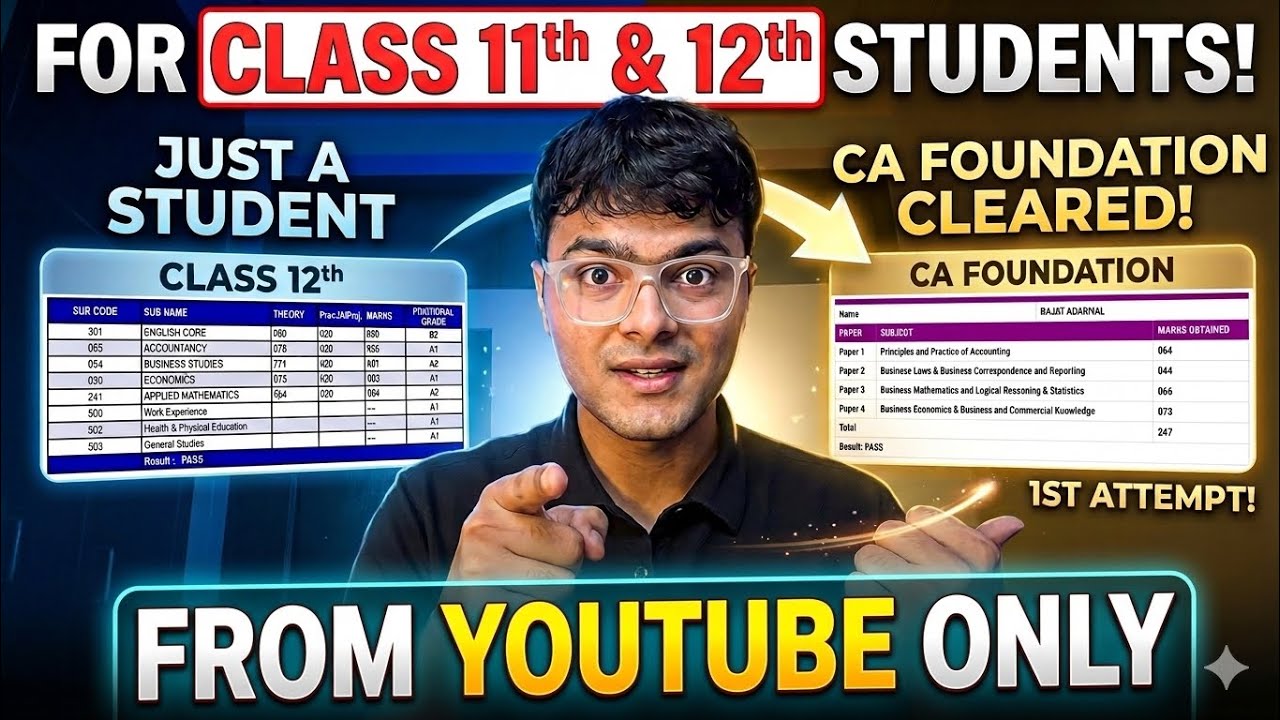 How I cleared CA Foundation with Class 12 from YouTube