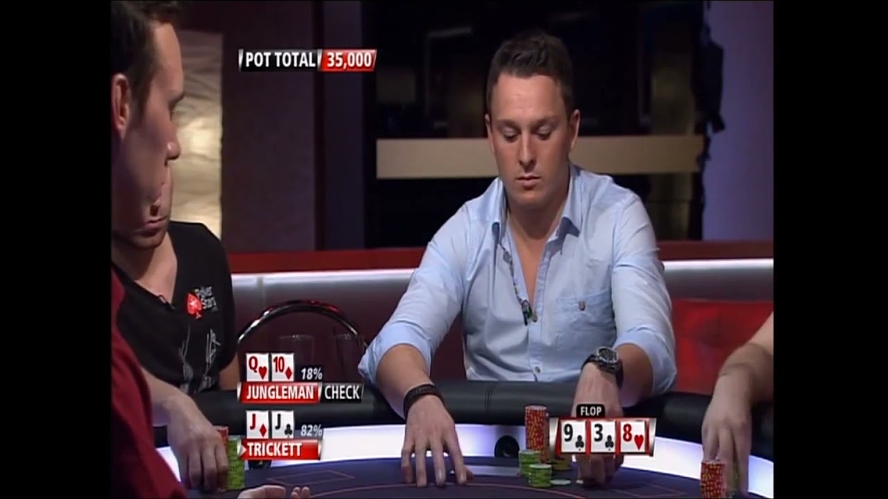 Jungleman does the old check raise bluff on the river against Sam Trickett