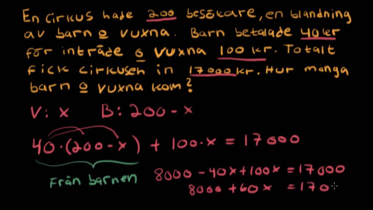 Problemlösning ekvationer- Matte 1