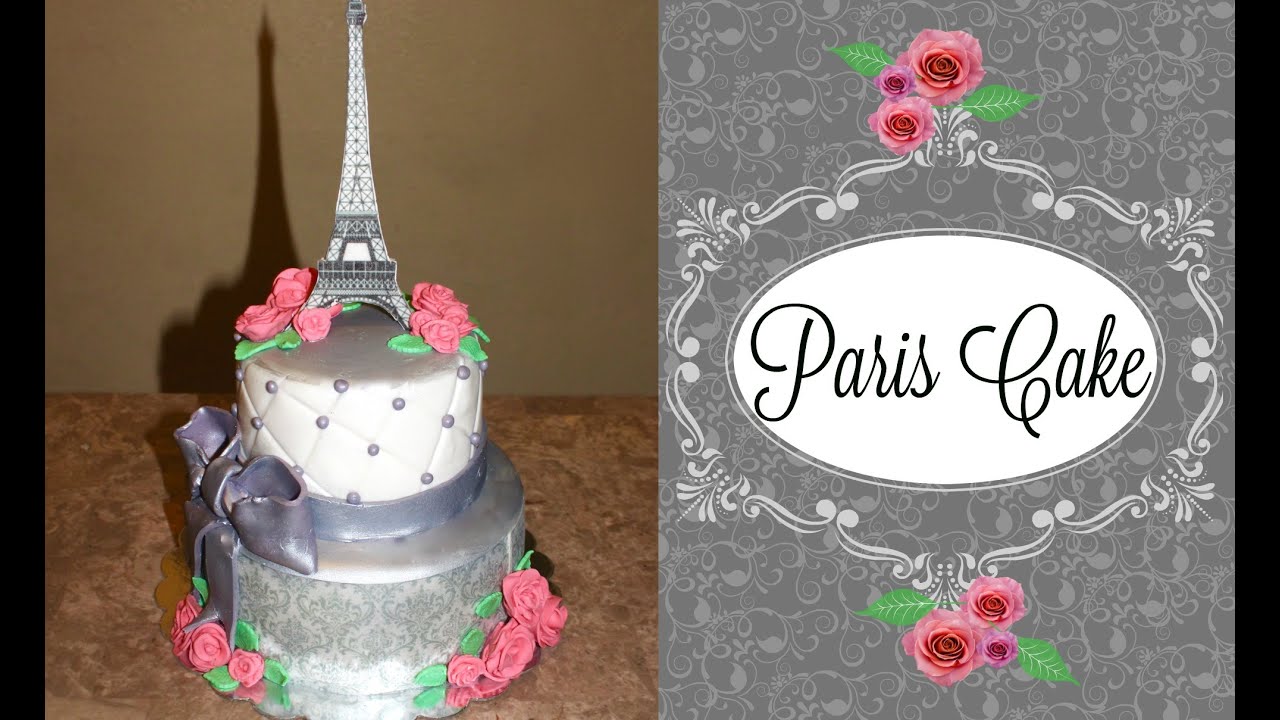 Paris Themed Cake with An Eiffel Tower Topper