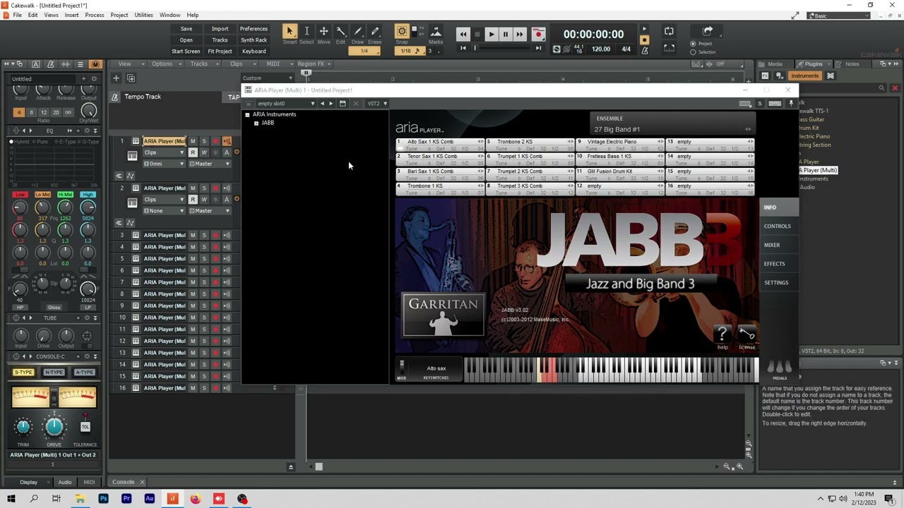 How to set up Garritan Jazz and Big Band using Aria Player (multi) in Cakewalk by Bandlab